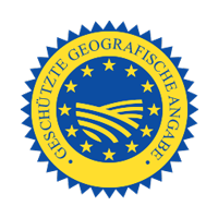 Das gelb-blaue Siegel für „geschützte geografische Angabe“ (g.g.A.)