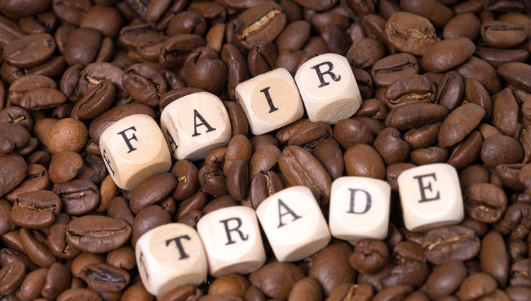 Kaffeebohnen und Schriftzug Fairtrade, Copyright Panthermedia