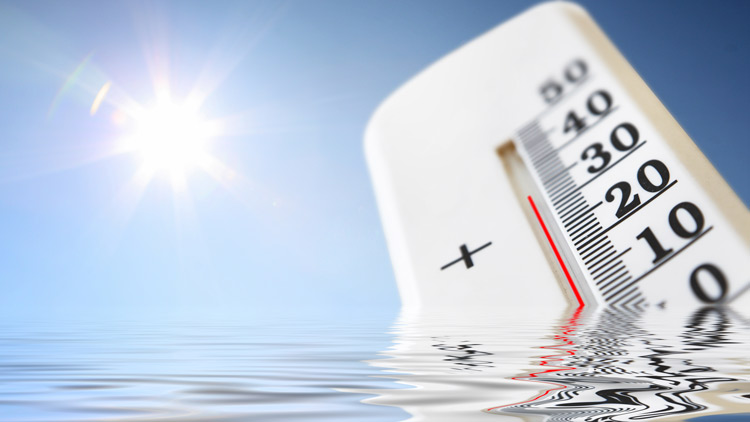 Wasser, Sonne und Thermometer, Copyright Panthermedia