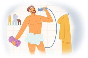 Illustration eines duschenden Mannes; Copyright Panthermedia