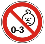Verbotszeichen: Nicht für Kinder unter 3 Jahren geeignet